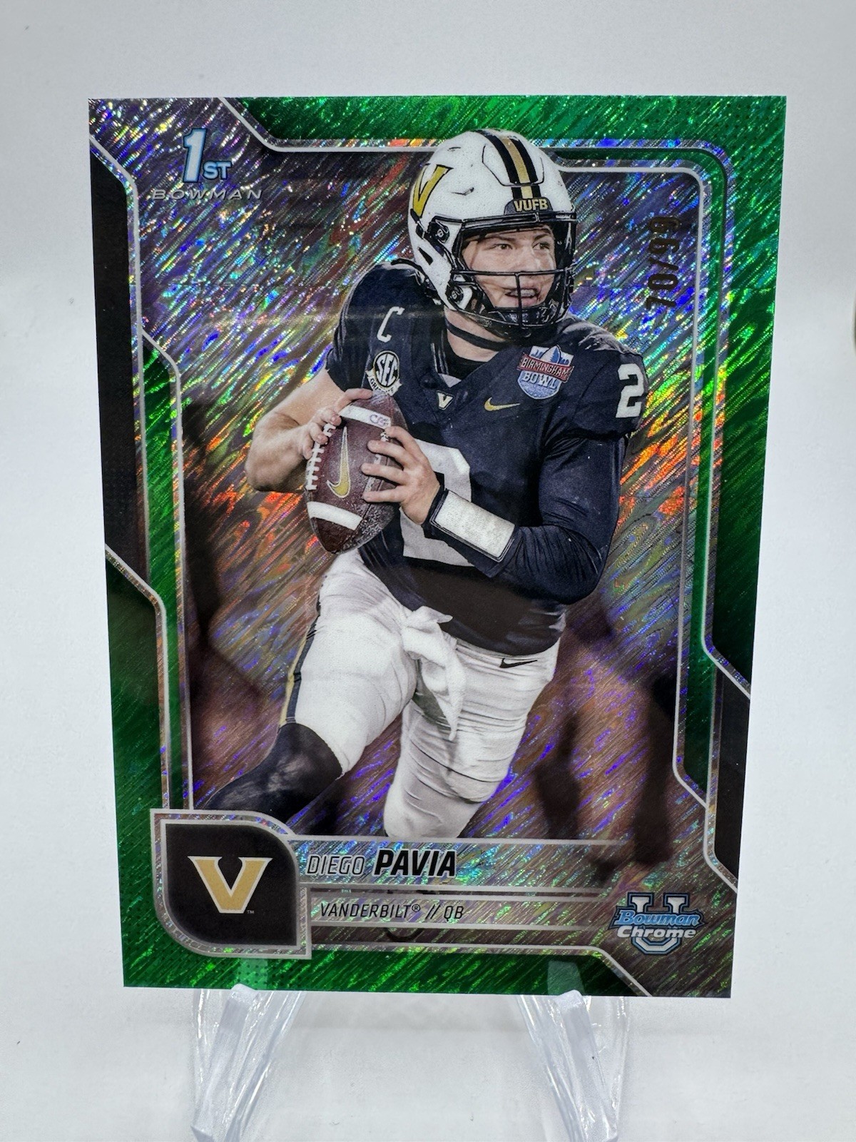 2025 Bowman Chrome University 1st Bowman Diego Pavia Green Shimmer Refractor /99