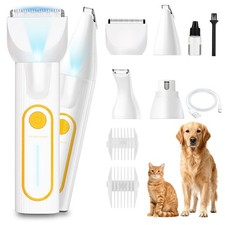Dog Paw Trimmer, Low Noise Paw Hair Trimmer for Dogs with LED Light Wireless ...