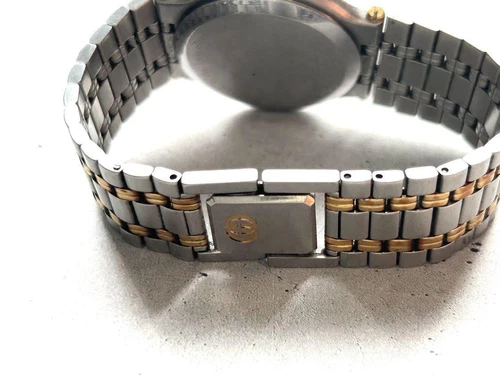 Gucci Men Wristwatch 9000M Black Round Silver Gold Quartz Analog No Work 115049 - Picture 6 of 11