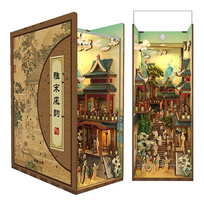 Tonecheer Book Nook Kit, 3D Puzzle, Diy Miniature Dollhouse Wooden Bookshelf De_