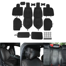 Leather Car Seat Covers for Cars Pick-up Truck, Universal Full Set Black