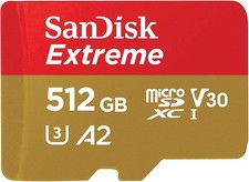 SANDISK 512GB EXTREME MICRO SD MICROSDXC CLASS 10 V30 A2 UHS-IU3 MEMORY CARD