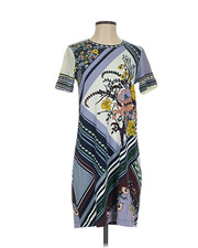 Tory Burch T Shirt Dress Women Size S Gray Multicolor Floral Artsy Preppy Boho