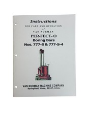 Van Norman Model 777-s 777-s-4 Portable Boring Bar Manual