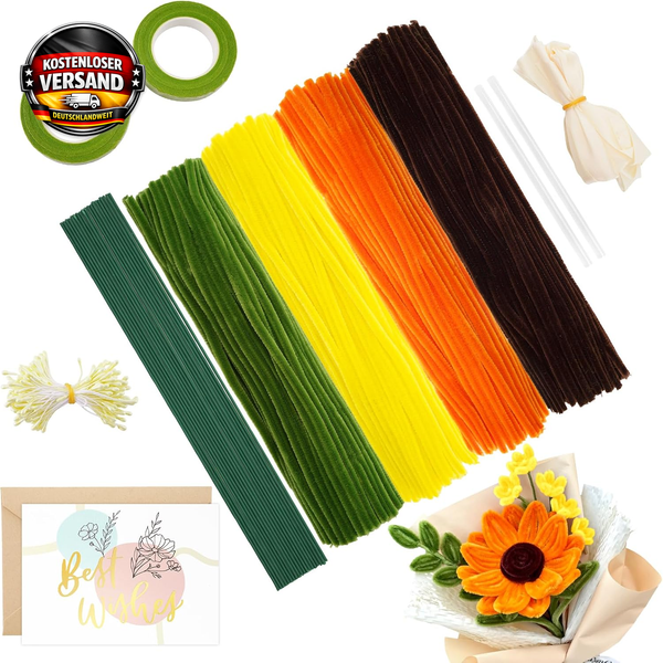Pfeifenreiniger Blumen Set FüR DIY BlumensträUßE Basteln 400 StüCk Rosa-image