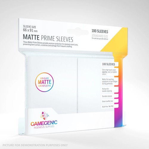 GameGenic MATTE Prime Sleeves 100 Pack - WHITE - Picture 1 of 3