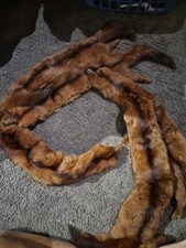 Rare Genuine Vintage Mink Pelt Stole Five Full Body Real Fur RedBrown Wrap Shawl