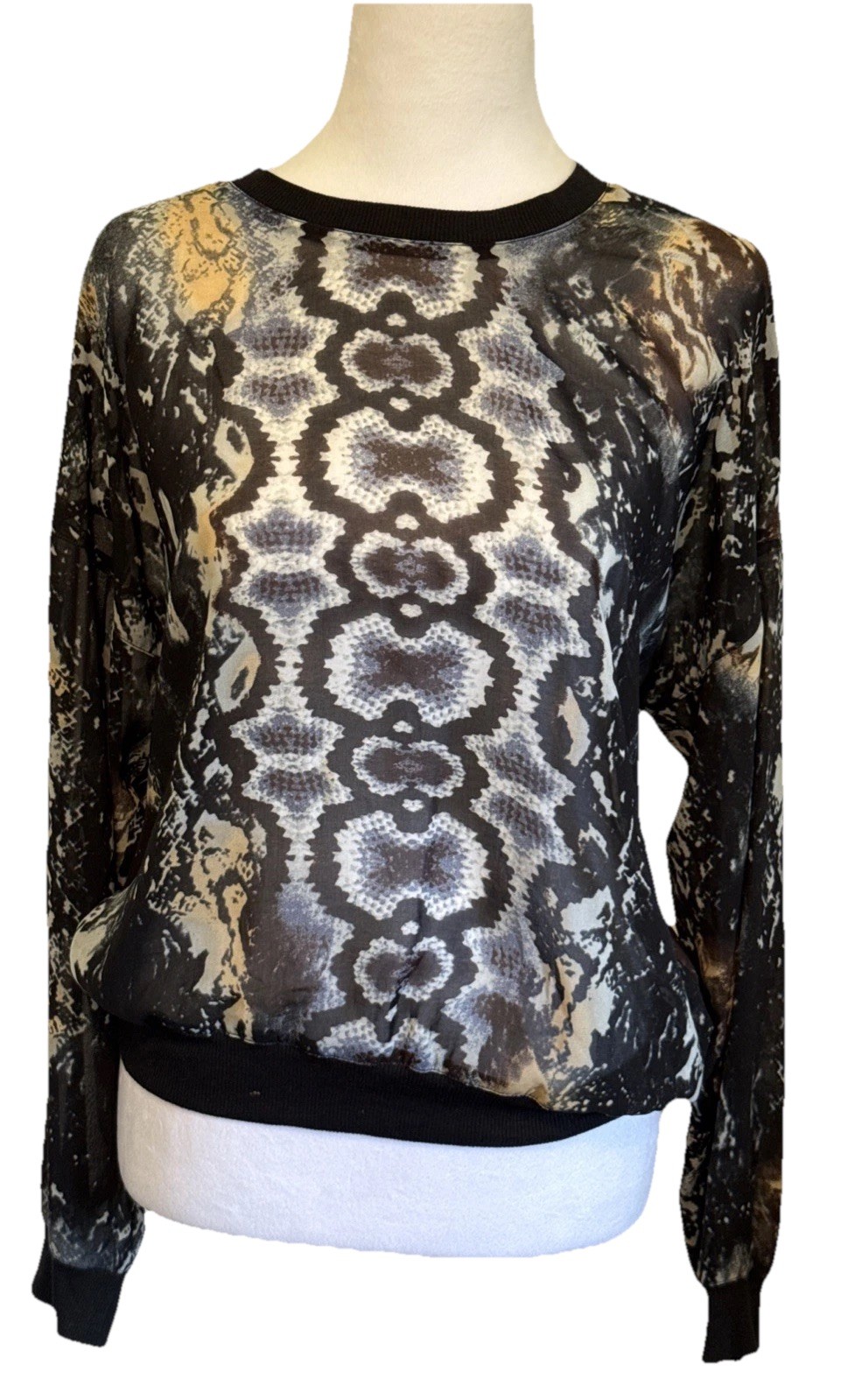 Cabi Snakeskin Sheer Pullover Blouse Python Size … - image 1