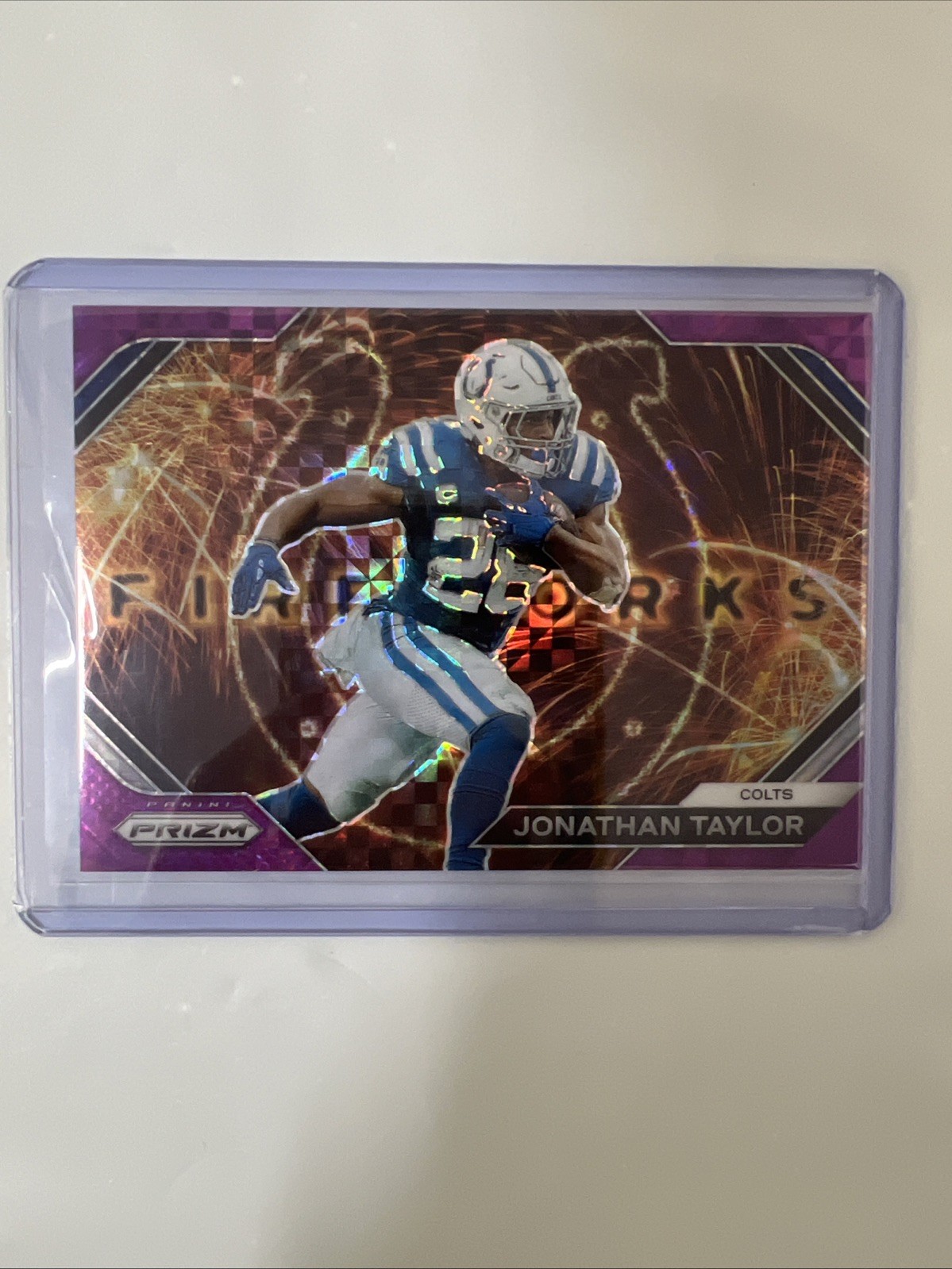 2023 Panini Prizm - Fireworks Jonathan Taylor #F-16 Purple Power Prizm /49