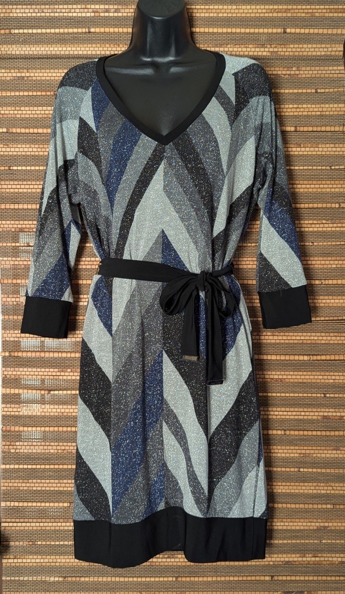 Joseph Ribkoff Womens 8 Blue Black Gray Shimmer Stretch Knit Midi Dress Belt M | eBay Joseph Ribkoff Womens 8 Blue Black Gray Shimmer Stretch Knit Midi Dress Belt M | eBay