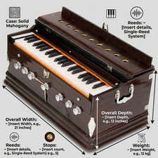 Harmonium 7 Stopper Double Bellow 39 Key Two Reed Indian Harmonium With Bag