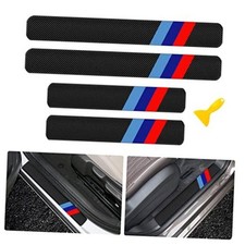 4 Pcs Tri-Color 3 Color Door Sill Protector Stickers, Universal Black-Tri-Color