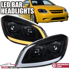 Black Projector Headlights Fits 2005-2010 Chevy Cobalt 07-09 Pontiac G5 Drl Led