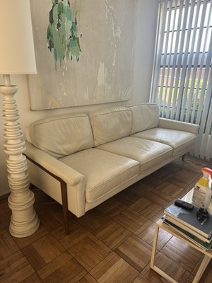 West Elm Leon MCM White Leather sofa - great condition 