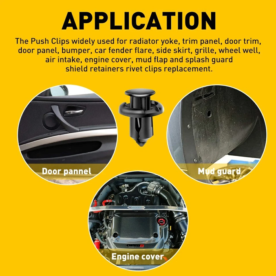 100 piezas clips parachoques capó 10 mm guardabarros empuje remaches retenedor para sujetadores Honda Foto 4 de 4