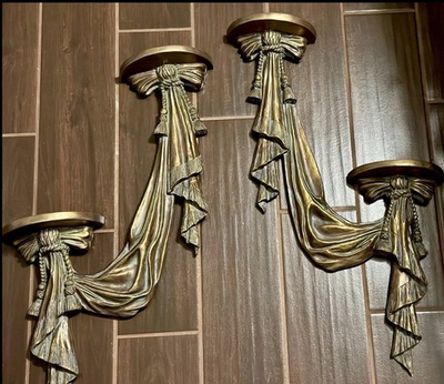 #ad #ad 2 DOROTHY DRAPER quot;STYLE quot; Tassels Ribbon Mirrored Wall Sconce Shelves $110.00