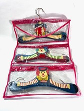 Set of Six ZM Int'l Painted Wooden Children Clothes Hangers Clowns Animals Vntg