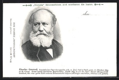 Charles Gounod, 1818-1893, French Opera Composer, Postcard 