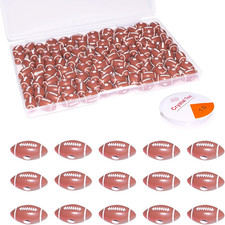 100 Pcs Football Sports Beads, Acrylic, round Spacer Charms with Elastic Rope