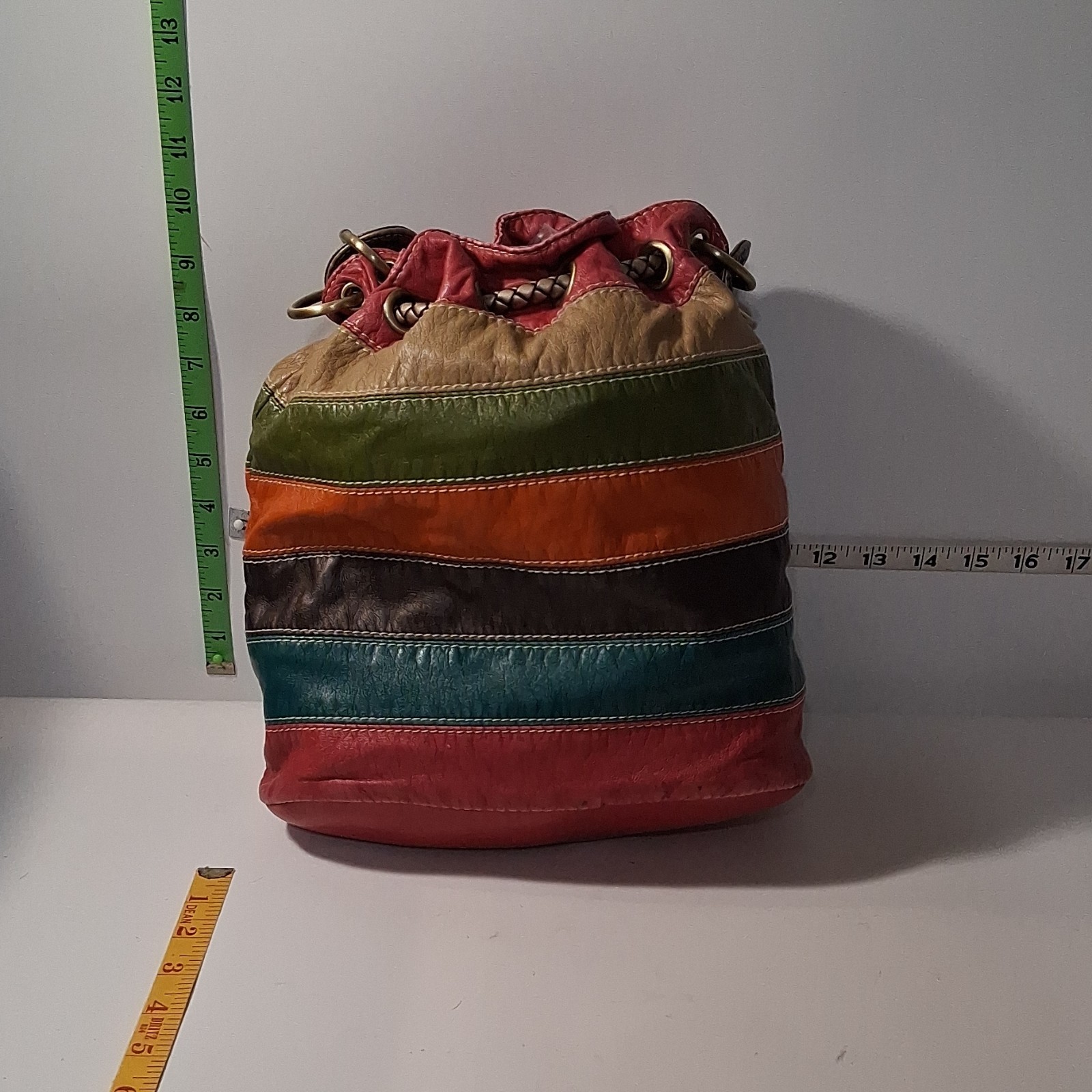 John Romain Multicolor Bucket Drawstring Bag Brai… - image 7