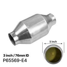 3" 76mm Universal 5" Rund High Flow Euro 4 Metallic Sport Kat 200 Zellen CPSI