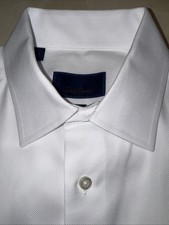 DAVID DONAHUE MENS WHITE COTTON MICRO DOBBY DRESS SHIRT SIZE 16.5/34-35 $165