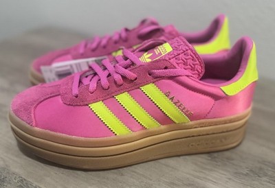 adidas Gazelle Bold Platform Sneakers Womens 7 Pink Green Suede NWOB JI2705