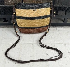 Sun N’ Sand 90’s Vintage Crossbody Straw Beaded Bag