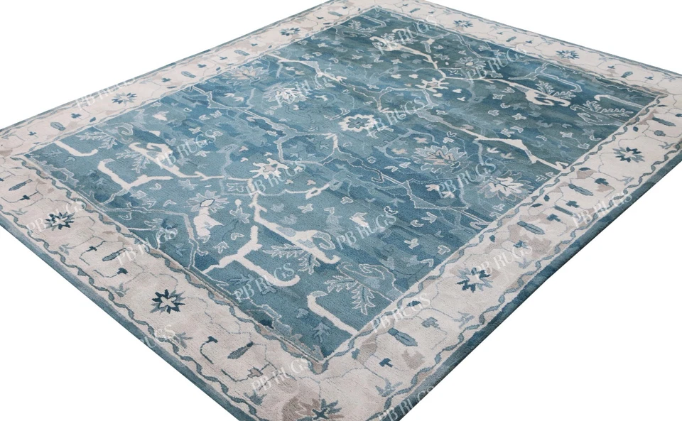 New Mathison Blue Traditional Woolen Tufted Area Rugs - Image 3 of 4