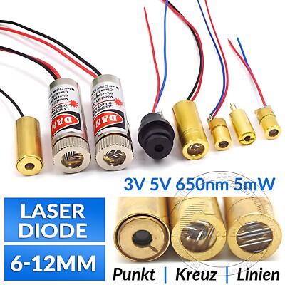 Laserdiode Rot 650nm 5mW 3V 5V Punktlaser Kreuzlaser Linienlaser Modul