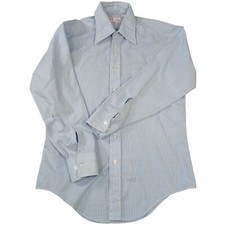 Manhattan The Natural Men's Blue Striped Size 15/12 - 32/33 Long Sleeve Shirt