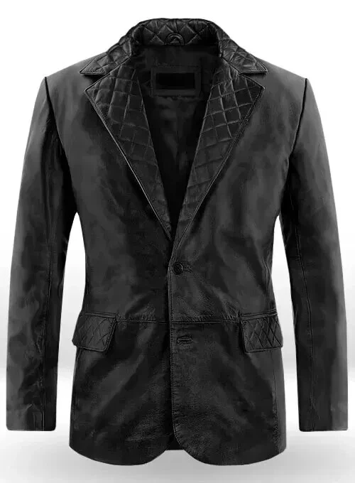 STYLISH New Men's Black Leather Blazer 100% Real Lambskin Leather Slim FitBlazer