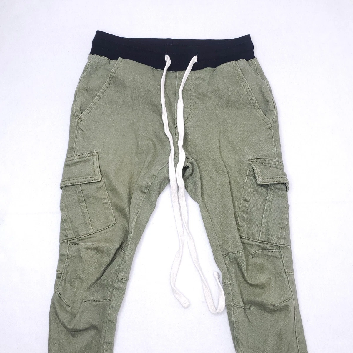 MNML Skinny Cargo Pants Mens Size XS Army Green Stretch Zip-Ankle