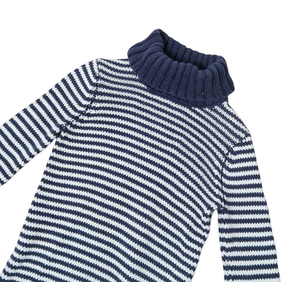 Juicy Couture Vestido Suéter Cuello Tortuga Tejido Rayas Azul Marino y Crema Niñas 12 Foto 2 de 4