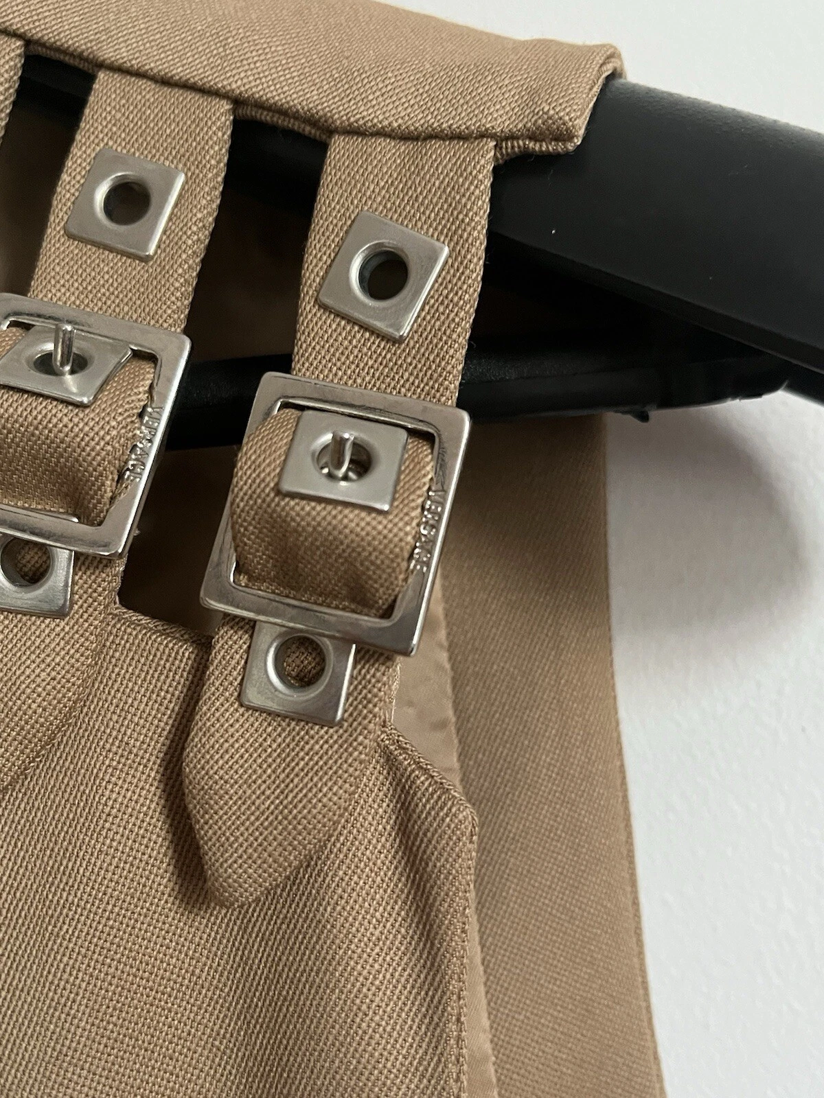 Abito tunica A I 2004 Versace by Donatella nero lana fibbia M IT42 Vintage