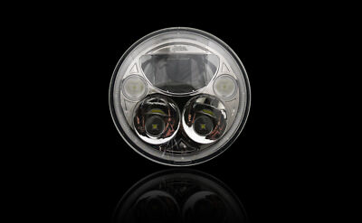 5-3/4 Inch Headlight Bulbs With Chrome Trim & Half Moon Covers - Custom Hot Rod & Rat Rod Style, Easy Installation