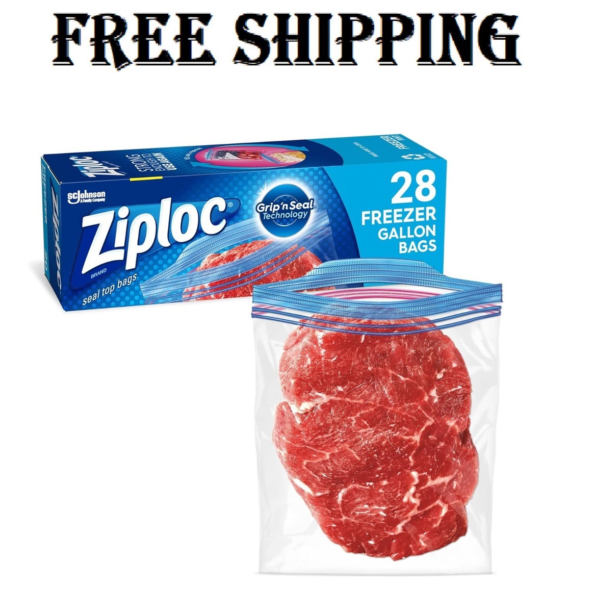 Ziploc Gallon Freezer Bags Food Storage Grip 'N Seal Zip Lock Bags