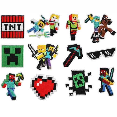 12/16 Stück Minecraft Patches Mosaik Welt Stickerei Bügelbild Applikation Jacken Jeans - Bild 1 von 20
