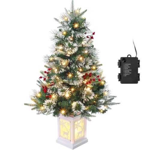 Prelit 3ft Artificial Christmas Tree with Led Lights, Mini Xmas Tree for Home...