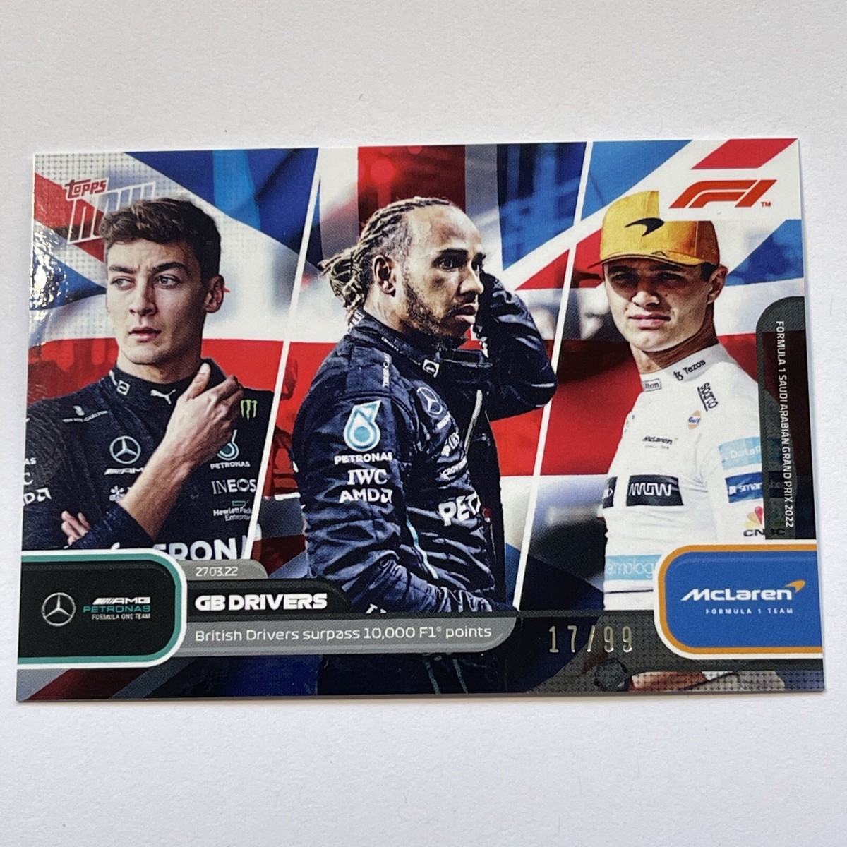 22 Topps Now F1 8 GEORGE RUSSELL, LEWIS HAMILTON LANDO NORRIS 