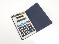80s Sharp EL-376C ElsiMate Solar Calculator with Case RARE