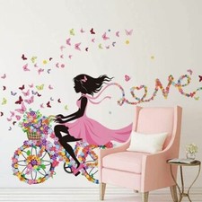 Girl Nursery Wall Decals with Colorful Flowers  Butterflies Wall Art Stickers