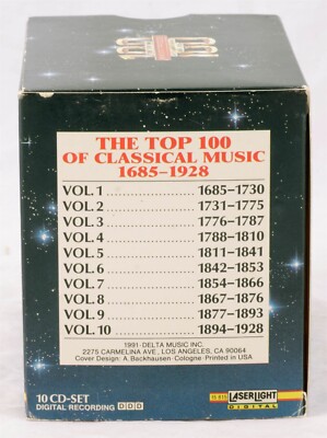 Top 100 Masterpieces of Classical Music 10 CD Box Set Laserlight