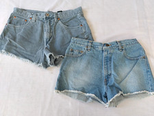 LOT 2 VTG Shorts XP XPress MODA 6, 7/8 Cut Off Denim Corduroy Daisy Dukes USA