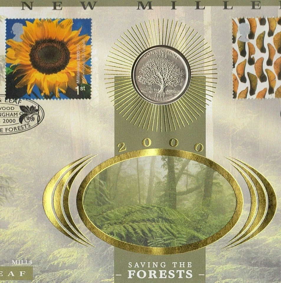 Great Britain GB UK - "SAVING THE FORESTS ~ TREE & LEAF" Benham Coin Cover 2000 - Image 2 of 4