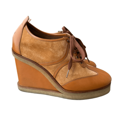 CELINE Italy MANON wedge sole lace-up shoes RM1129 39(26cm) Brown