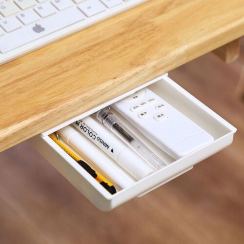 2X Self Adhesive Under Desk Drawer/Storage Tray Hidden Desk Organizer (Lot of 2) - 第 2/7 張圖片