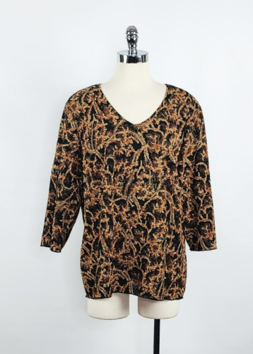 Brittany Black Woman Black Gold 3/4 Sleeve Blouse… - image 1