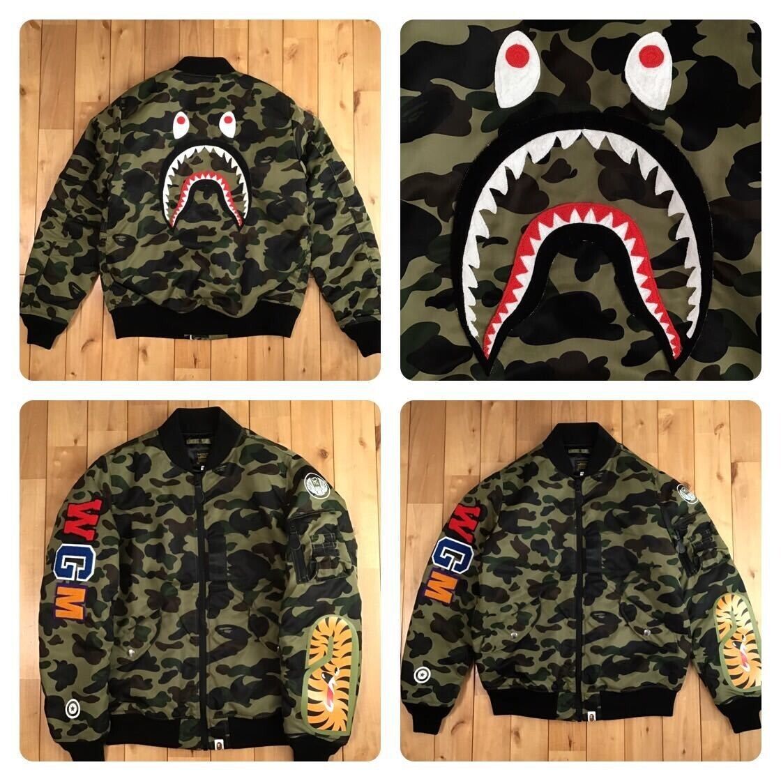 BAPE SHARK MA-1 bomber jacket 1st camo green A Ba… - image 1