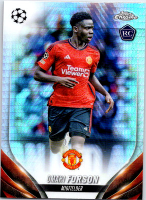 OMARI FORSON 2023-24 Topps Chrome UCC PRISM REFRACTOR RC Manchester United #42